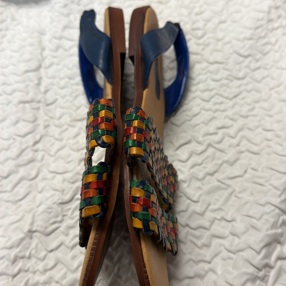Vintage Nicole Multicolor Woven Leather Sandals…. Shawn ..Made In Brazil NWOT - Picture 7 of 9